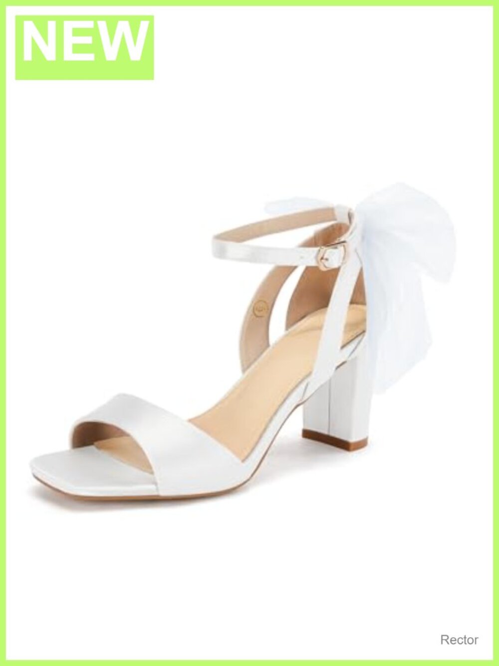 Women's Chunky Heel Satin Sandals with Bow Tie Ankle Strap